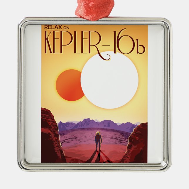 Kepler-16b: Binary Solar Sunset Fine Art Space Ornament Aus Metall (Vorne)