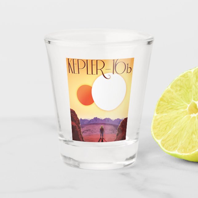 Kepler-16b: Binary Solar Sunset Fine Art Space Schnapsglas (Vorderseite)
