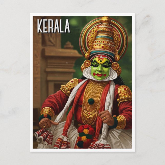 Kerala India Kathakali Performer Travel Postkarte (Vorderseite)
