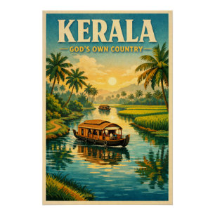Kerala, Indien, in klassischer Retro-Reiseoptik Poster
