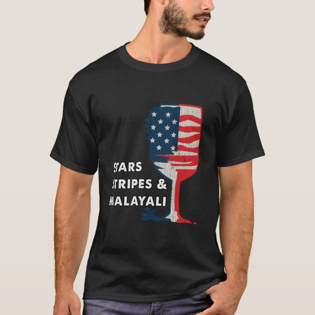 Kerala Malayali Wine Fourth Of July Celebration T-Shirt (Vorderseite)