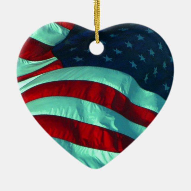 Keramik American Flag Herzenschmuck Ornament (Vorne)
