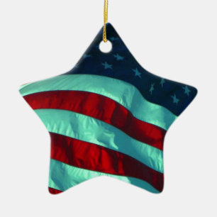 Keramik-Amerikanische-Flagge-Sternförmiger-Schmuck Keramikornament