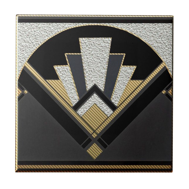 Keramik Art Deco Style (Silver/grau) Fliese (Vorderseite)