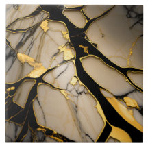 Keramik aus Goldmarmor Tile Black Crystal Veins