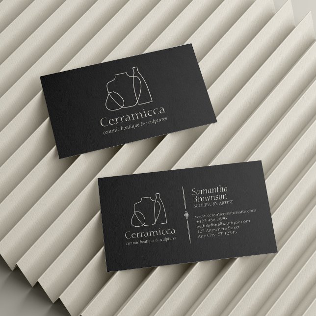 Keramik aus handgefertigtem Porzellan Visitenkarte (Black Handmade Porcelain Sculpture Vase Ceramic Business Card)