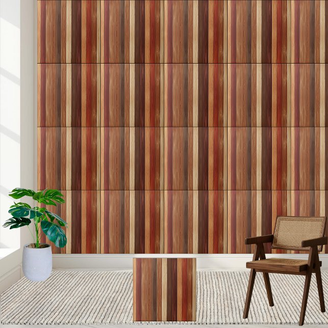 Keramik aus mehrfarbigem Holz Fliese (Multi-Colored Wood Plank Ceramic Tile)