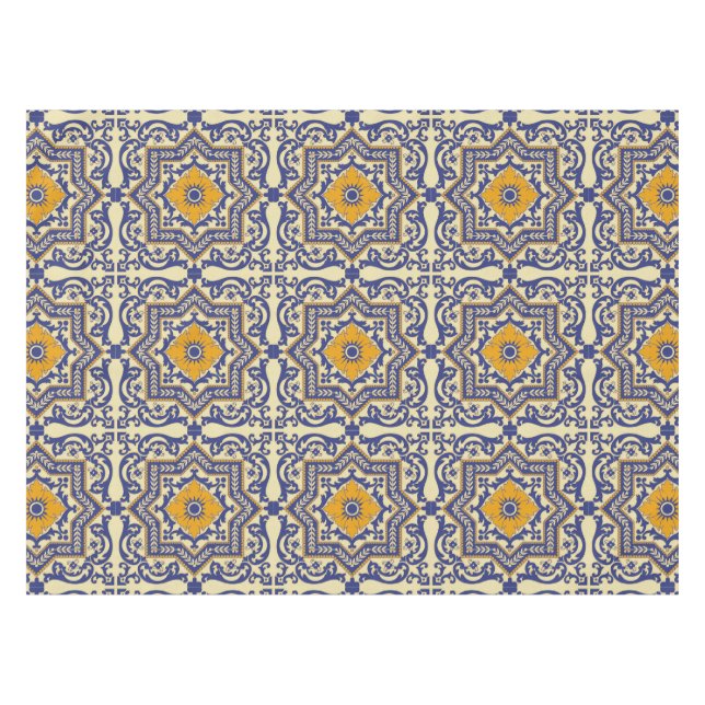 Keramik Azulejo Art-blaue orange Tischdecke (Vorderseite (Horizontal))