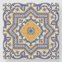 Keramik Azulejo Art-blauer orange Untersetzer