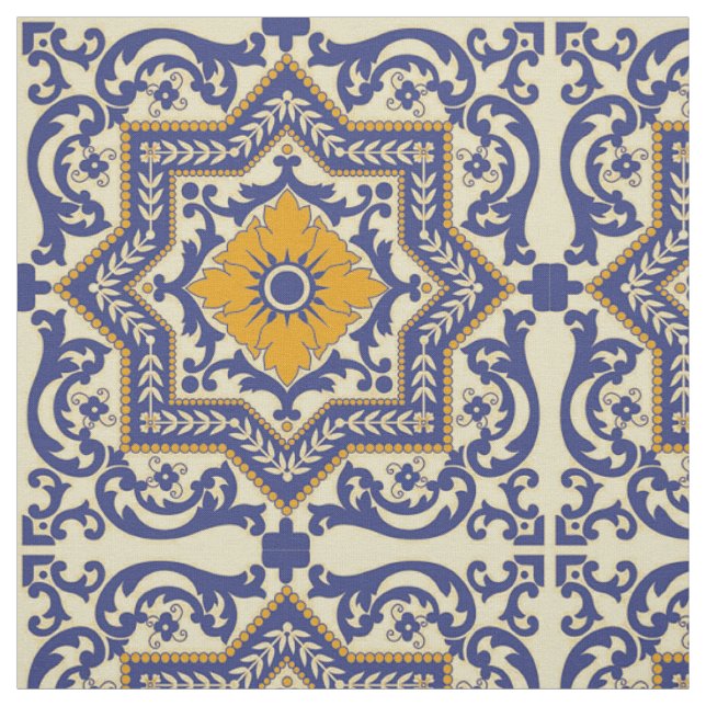 Keramik Azulejo Art-blaues orange Gewebe Stoff (Muster)