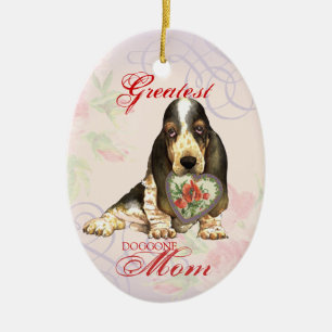 Keramik Basset Hound Heart Mama Keramik Ornament