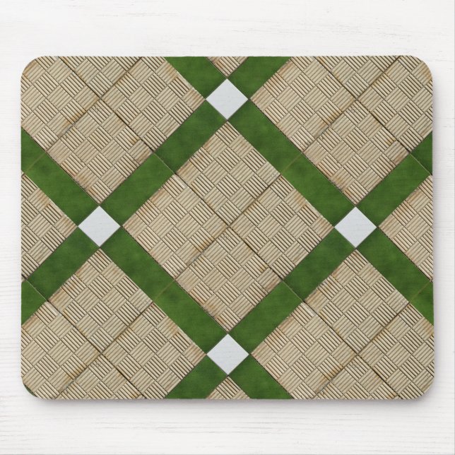 Keramik-Betonziegel-diagonales grünes Grau Mousepad (Vorne)