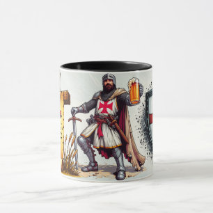 Keramik Bier Tasse mit Crusader Knight Design