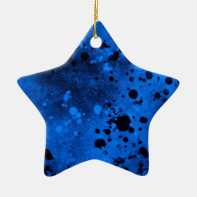 Keramik Blau und Schwarz-Spritzer Ornament (Vorne)