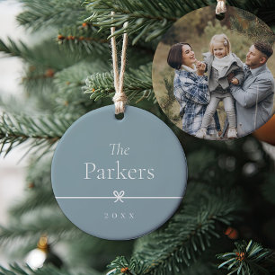 Keramik Blue Einfaches Minimal Bow-Foto Keramik Ornament