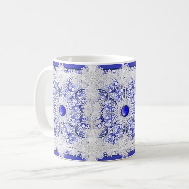 Keramik Blue of Greece & Snowflake Kaffeetasse (Vorderseite Links)