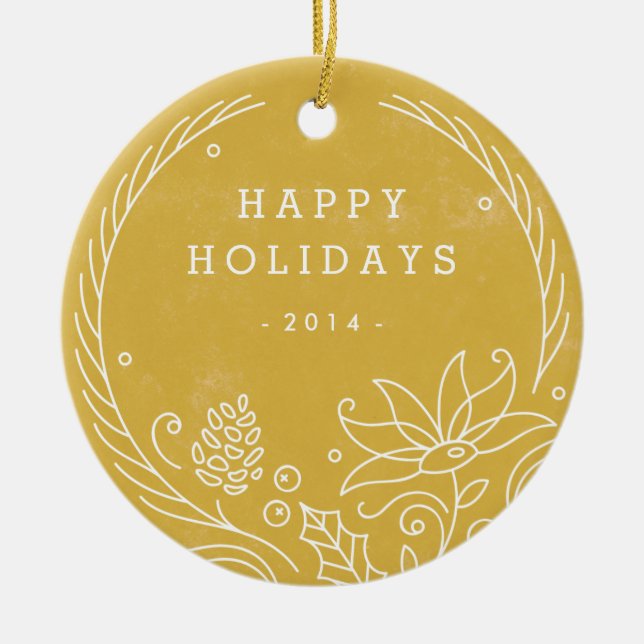 Keramik Blumenstrauß - Gold Keramikornament (Vorne)