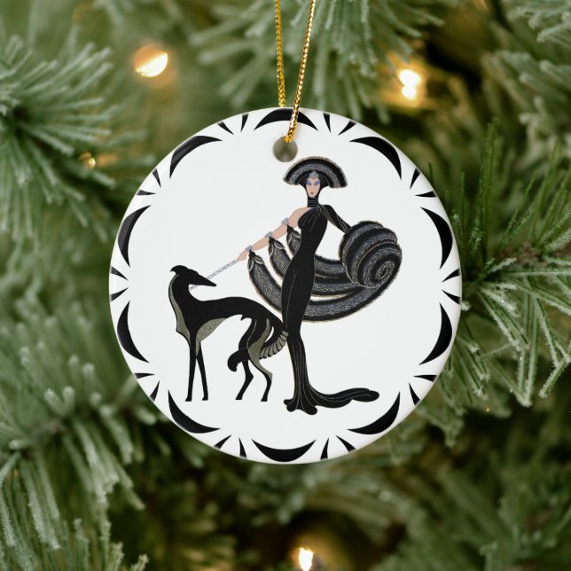 Keramik Borzoi Ornament (Baum)
