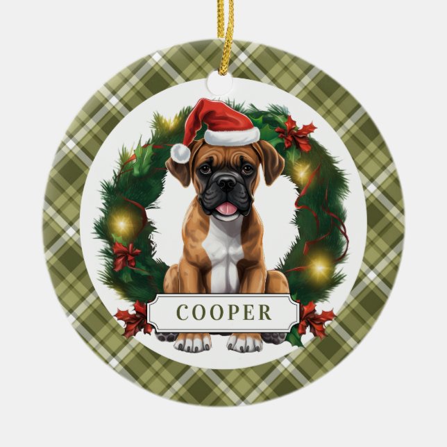 Keramik Boxer Dog Circle Ornament (Vorne)