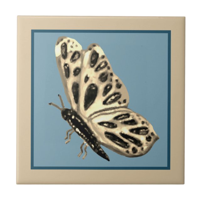 Keramik Butterfly mit Gold und Schwarz Fliese (Vorderseite)