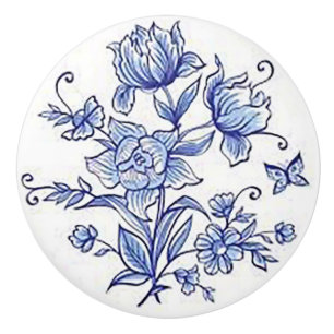 Keramik "Cobalt Blue Floral" Keramikknauf