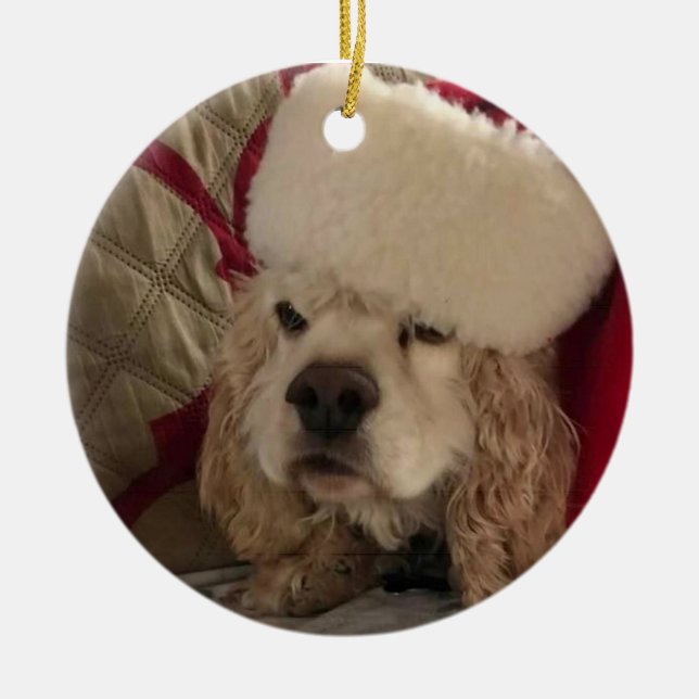 Keramik "COCKER LIEBE BEI CHRISTMAS" Keramik Ornament (Vorne)