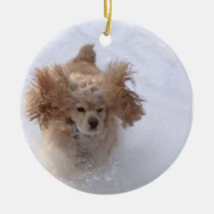 Keramik "COCKER LIEBE DER SCHNEE" Keramik Ornament