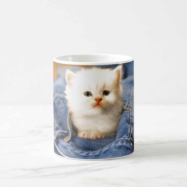 Keramik Coffee Tasse-Blue Jean Kitten Kaffeetasse (Mittel)