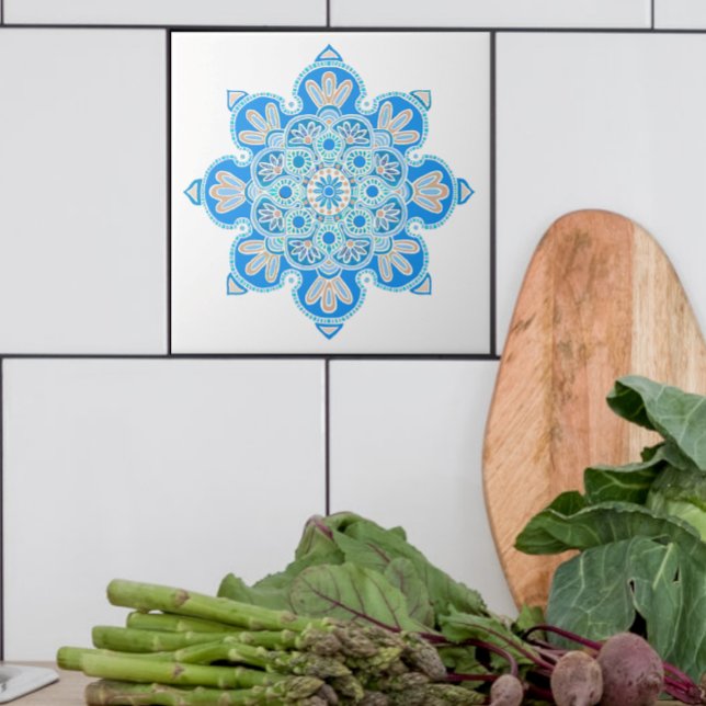 Keramik dekorative Fliesen mit hellblauer Medallio (light blue medallion tile for kitchen or bath.)