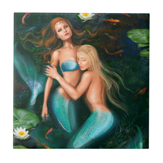 Keramik dekorative Mermaids Tile Fliese (Vorderseite)