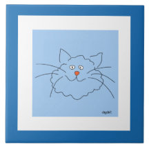 Keramik der blauen Katze