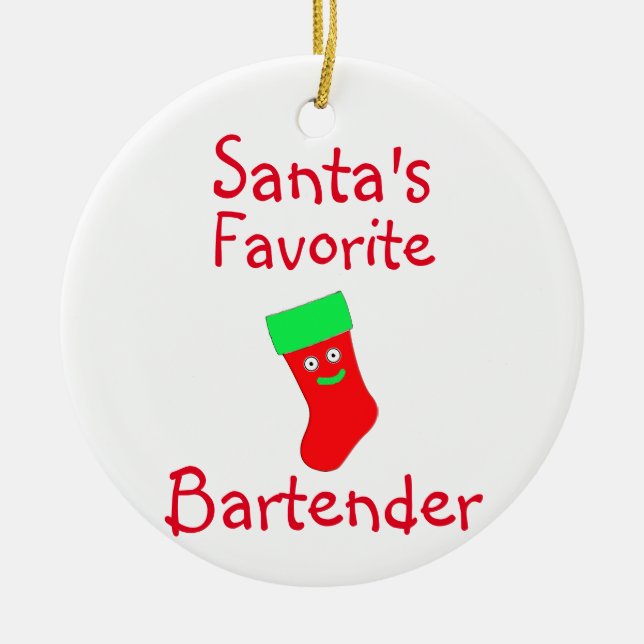 Keramik des Weihnachtsmanns Lieblings-Barkeepers Keramik Ornament (Vorne)