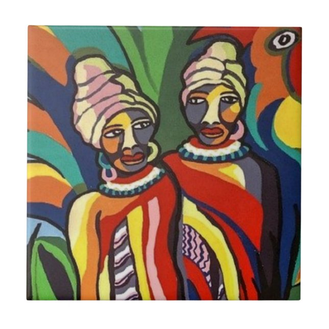 Keramik Die rustikale afrikanische Kultur Fliese (Vorderseite)