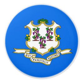 Keramik Drehknopf mit Fahne von Connecticut, USA Keramikknauf