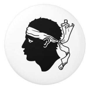 Keramik Drehknopf mit Fahne von Korsika Keramikknauf