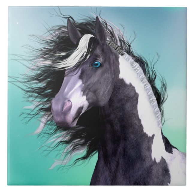 Keramik-Fliese Sinti und Roma Vanner Pferd6x6 Fliese (Vorderseite)