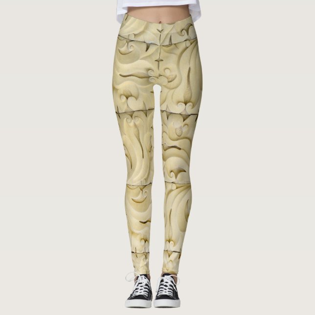 Keramik Fliesen Muster Textur Stucco Leggings (Vorderseite)