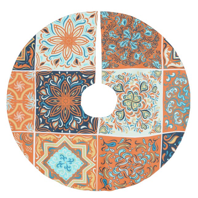 Keramik Fliesen Schmuck: abstrakte Muster. Polyester Weihnachtsbaumdecke (Vorderseite)