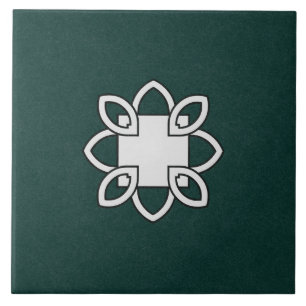 Keramik-Fliesen-Schwarzweiss-Muster auf Grün Fliese