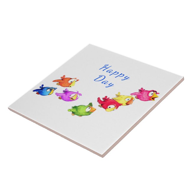 Keramik Flying Birds - Benutzerdefinierter Text Fliese (Seite)