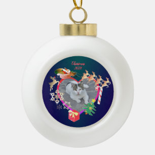 Keramik "Foto des Weihnachtsmanns" Kugel-Ornament