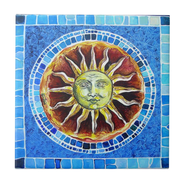 Keramik-Foto-Fliese "Sun" - kleine (4,25" x 4,25") Fliese (Vorderseite)