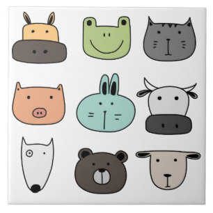 Keramik - Fun Animal Heads Fliese