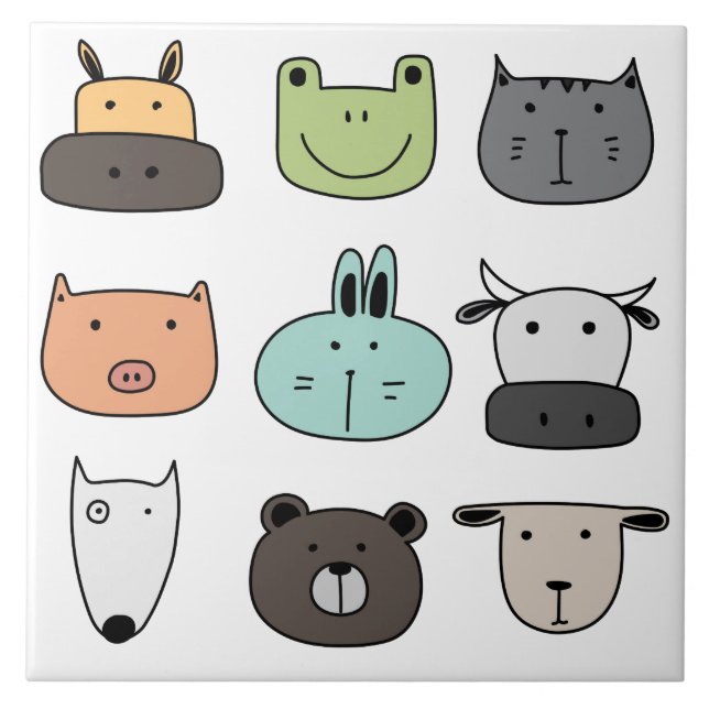 Keramik - Fun Animal Heads Fliese (Vorderseite)