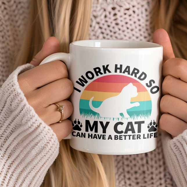 Keramik Funny mug, ich arbeite hart für meine Katz Tasse (Von Creator hochgeladen)