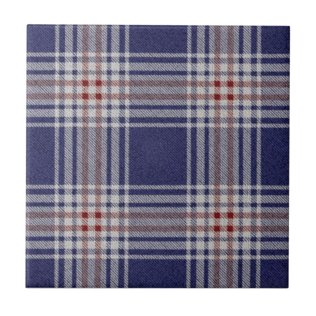 Keramik für blaues Stoffmuster Fliese (Vorderseite)