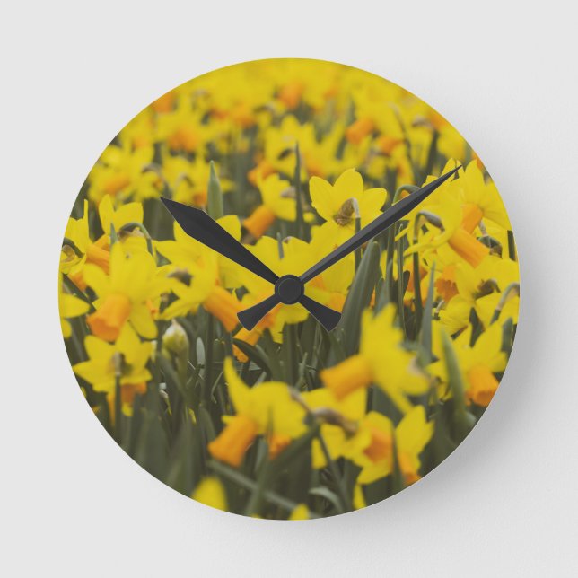 Keramik für Daffodien Runde Wanduhr (Vorderseite)