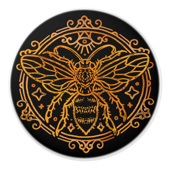 Keramik für Schwarz- und Goldbienen Keramikknauf (Vorderseite)