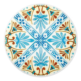 Keramik für Vintage Tile-Look in Blau und Braun Keramikknauf