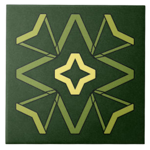 Keramik - gelb und grün strukturiertes Muster Fliese